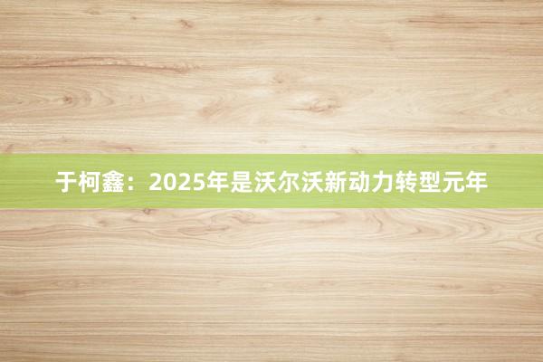 于柯鑫：2025年是沃尔沃新动力转型元年