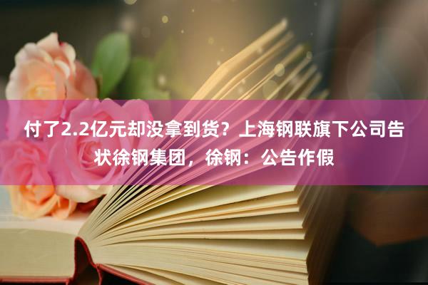 付了2.2亿元却没拿到货？上海钢联旗下公司告状徐钢集团，徐钢：公告作假