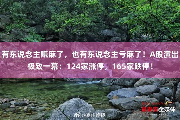 有东说念主赚麻了，也有东说念主亏麻了！A股演出极致一幕：124家涨停，165家跌停！